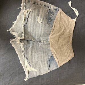 SHEIN Blue and Tan Jean Shorts